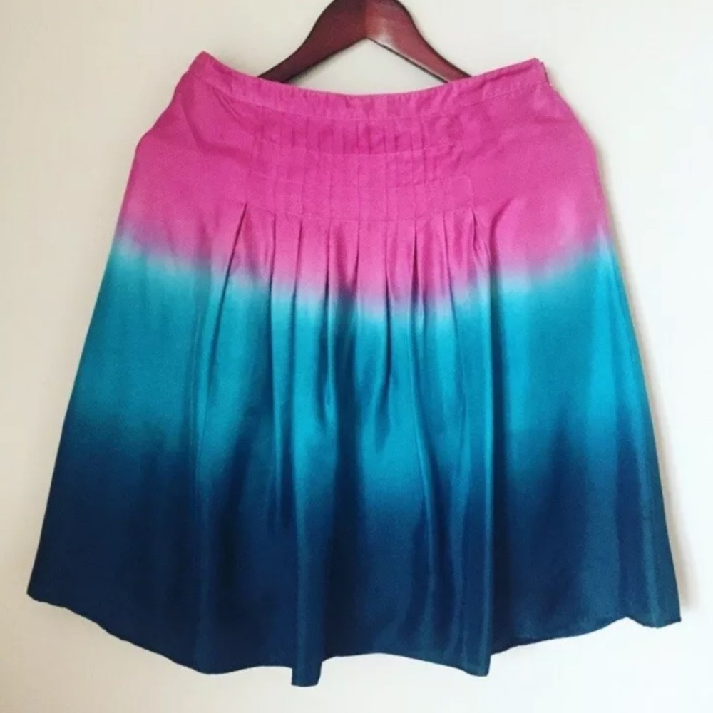 COACH ombré pure silk skirt pink blue midi ruffles vintage trending